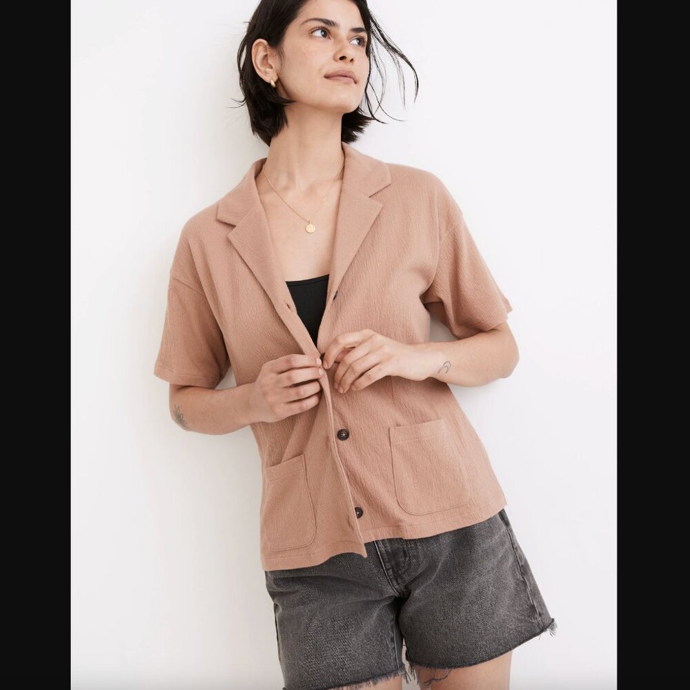 Madewell Knit Lightspun Camp Shirt - Size L - Terra Cotta